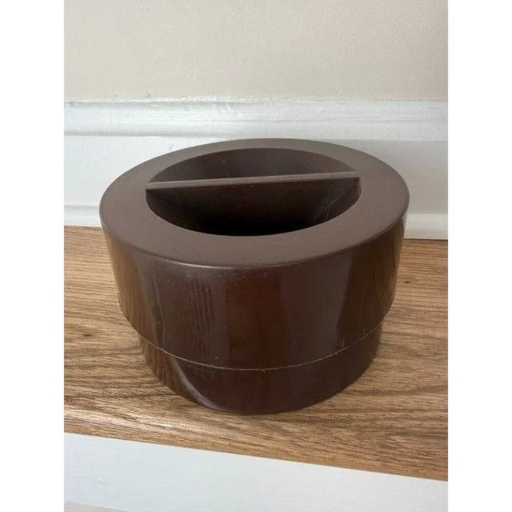 Vtg Coffee Filter Brown Round 70's Plastic Dispenser Storage Made In USA
